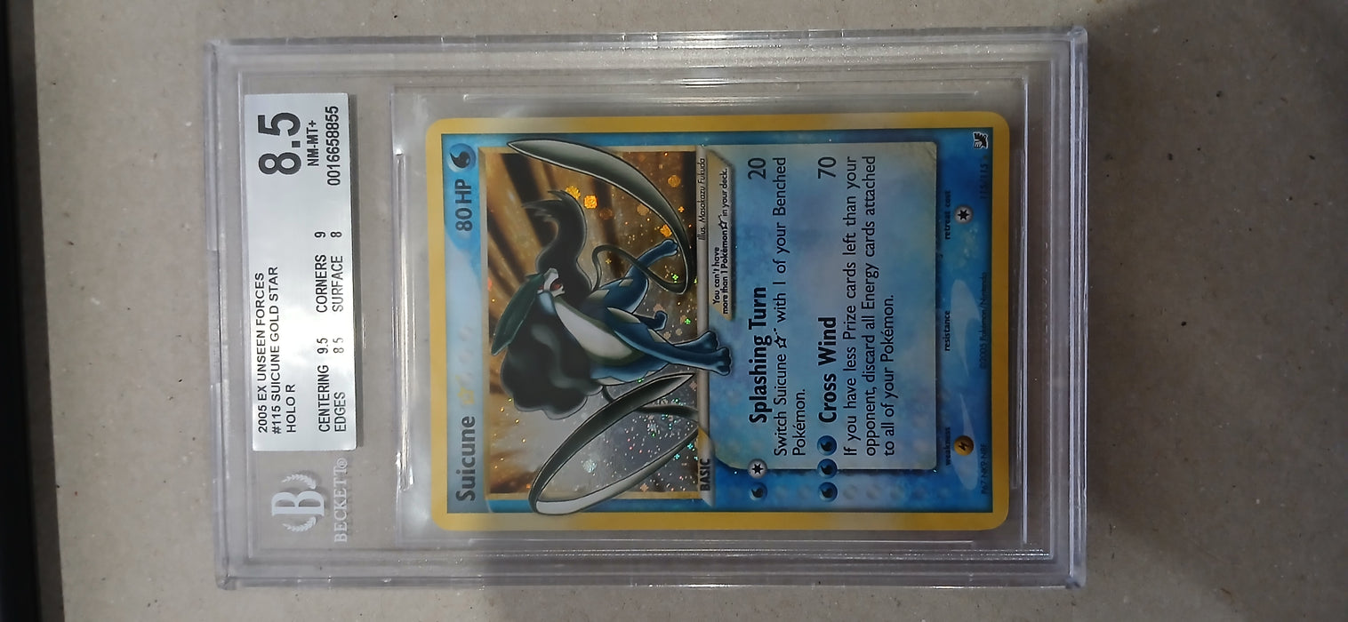 Pokemon: BGS 8.5 EX Unseen Forces Gold Star Suicune Holo