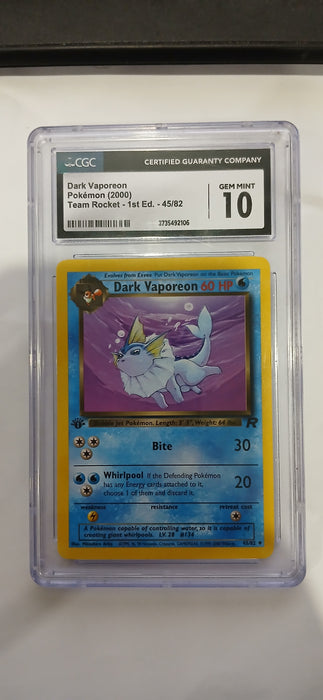 Pokemon: CGC 10 Team Rocket 1st Edition Dark Vaporeon