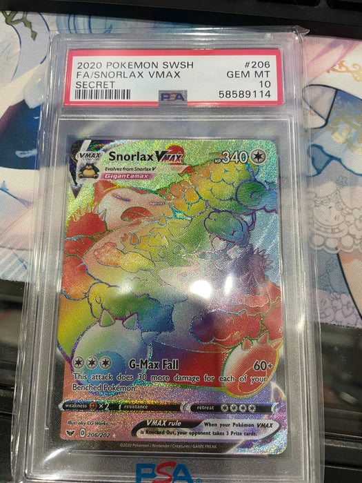 Pokemon: PSA 10 Secret Rare Snorlax Vmax PSA 10