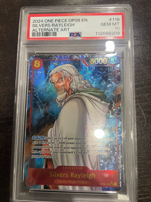 One Piece: PSA 10 Silvers Rayleigh Alternate Art OP08