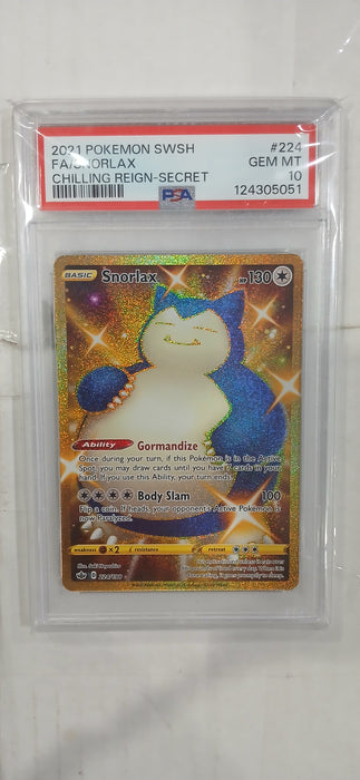 Pokemon: PSA 10 Chilling Reign Snorlax Full Art Secret Rare