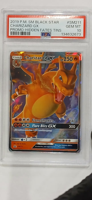Pokemon: PSA 10 Promo Hidden Fates Tin Charizard GX (73)