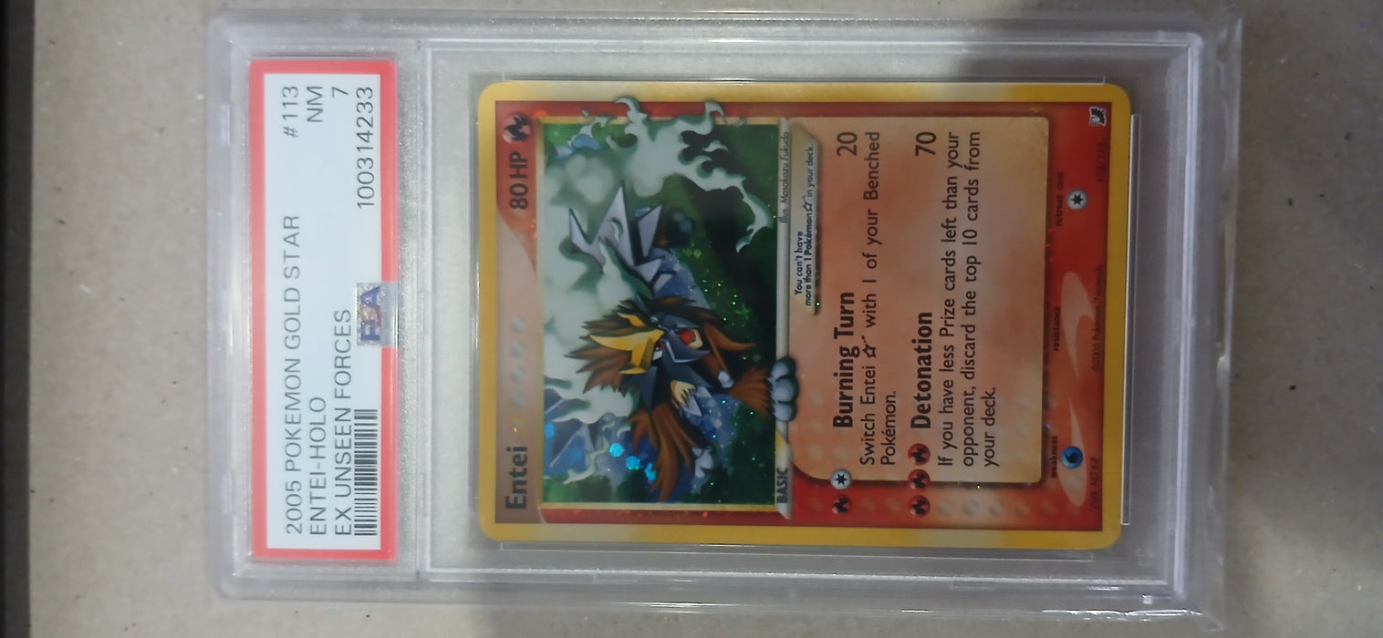 Pokemon: PSA 7 Gold Star EX Unseen Forces Entei-Holo