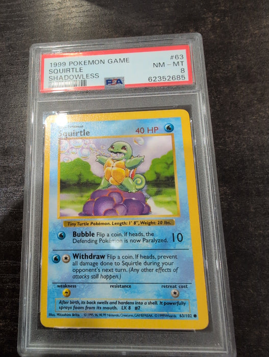 Pokemon: PSA 8 Shadowless Squirtle Base Set